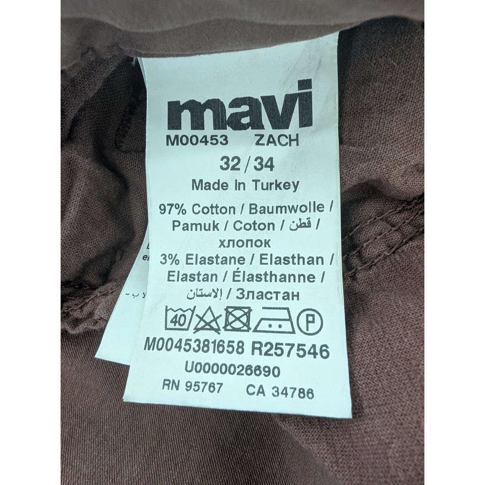 Mavi Zach Straight Leg Twill Pants Mens Size 32x34 Mocha Brown Cotton Stretch - Picture 5 of 10